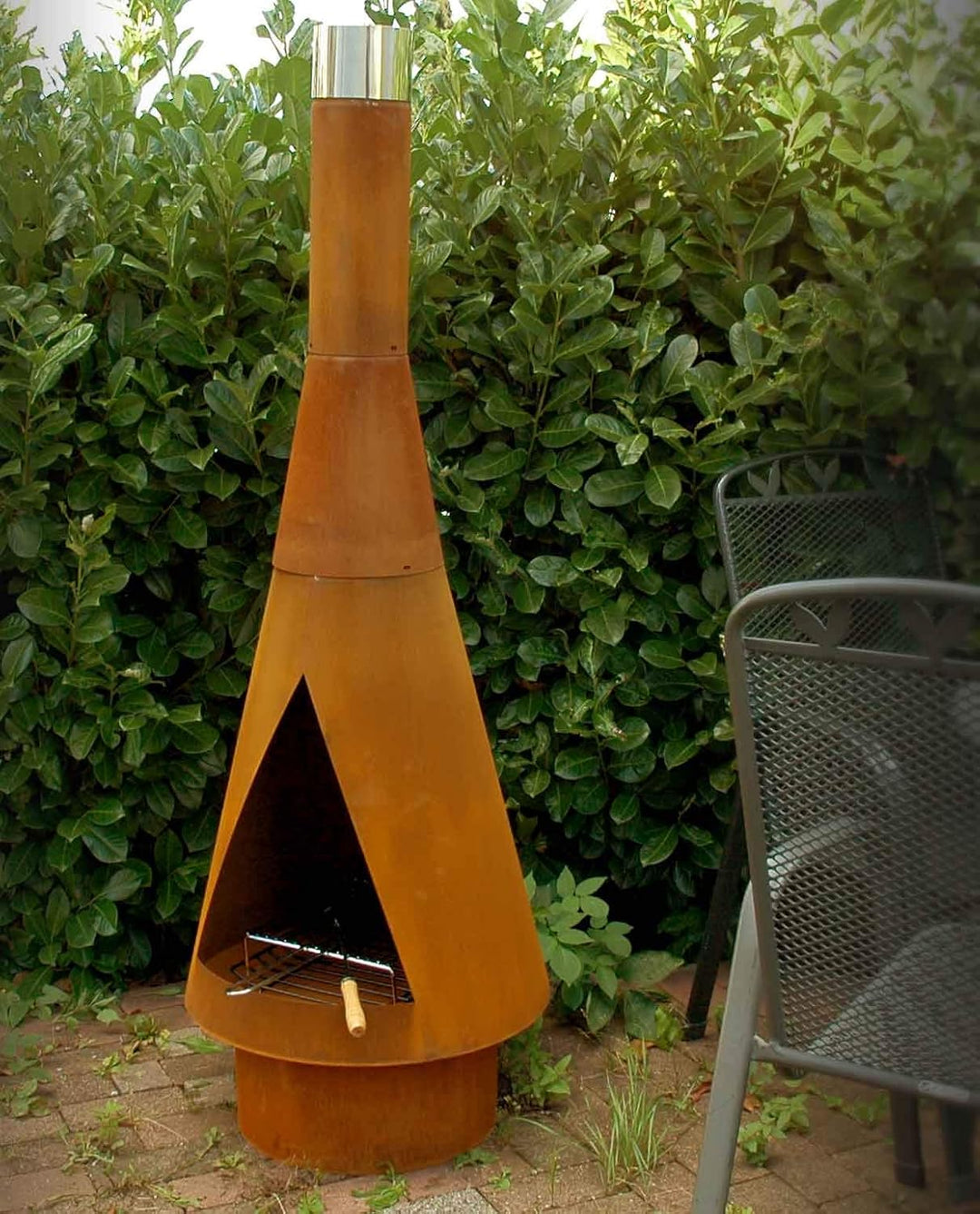 YERD Corten Terrassen-Ofen/Grill-Kamin Denver BBQ: Echter Corten-Stahl Gartenkamin (Edelrost), inkl.