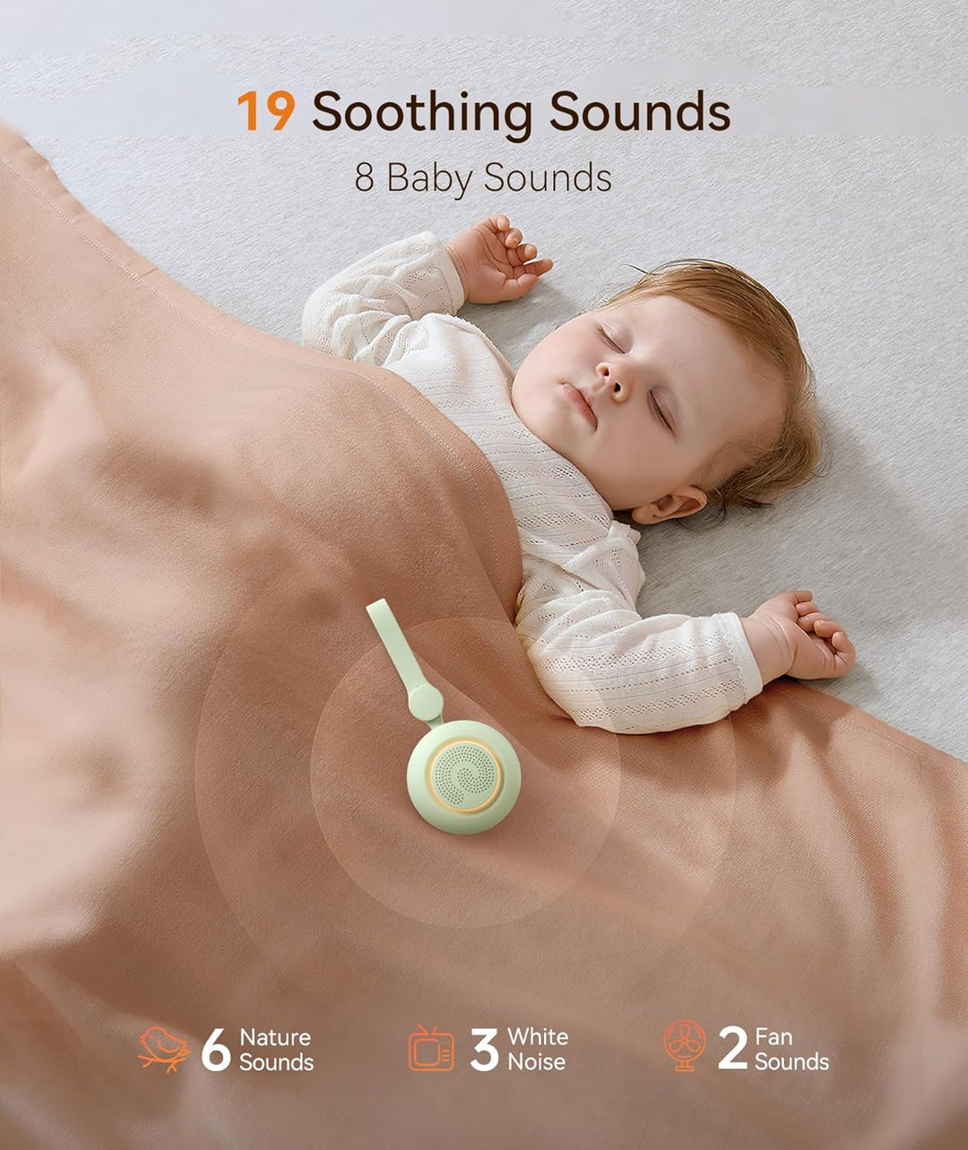 Dreamegg Sleep Lite 1 White Noise Machine Baby - Tragbares Weisses Rauschen Baby mit 19 Klänge, Eins