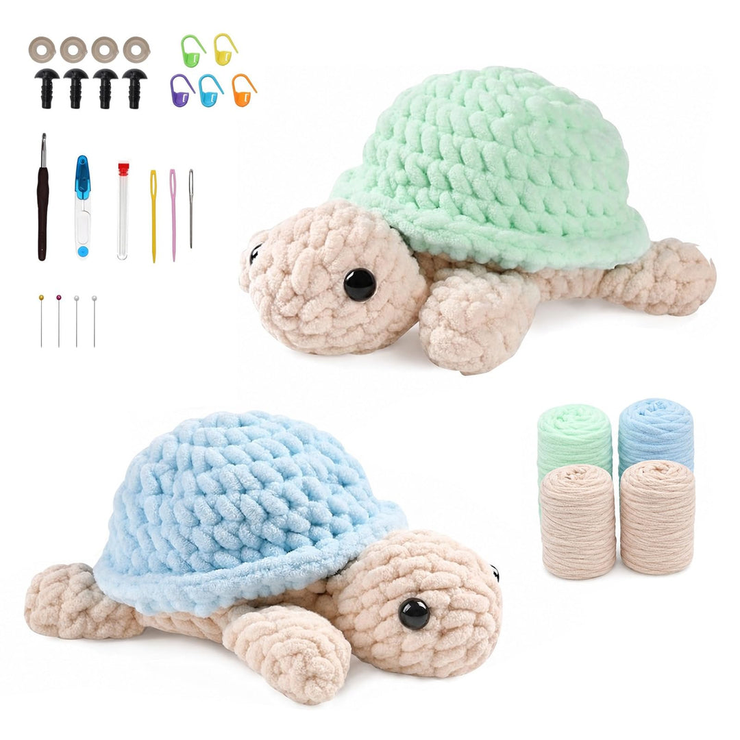 LUBEWISE 2 Stück Häkelset Für Anfänger, Schildkröte Crochet Set, Tiere Häkeln Set, Komplett DIY Häke