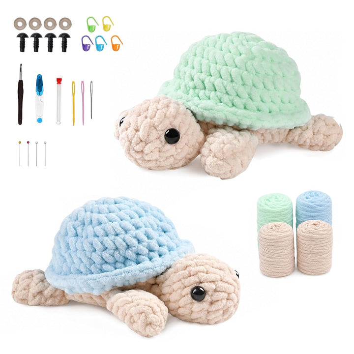 LUBEWISE 2 Stück Häkelset Für Anfänger, Schildkröte Crochet Set, Tiere Häkeln Set, Komplett DIY Häke