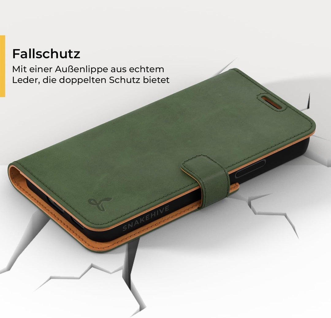 Snakehive Galaxy S22 Plus 5G Hülle Leder | Stylische Handyhülle mit Kartenhalter & Standfuss | Handy