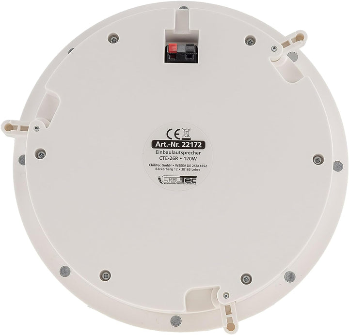 ChiliTec Einbaulautsprecher 34mm Flacher Lautsprecher für Decke Wand 2-Wege 120Watt Rund Ø 255mm Fla
