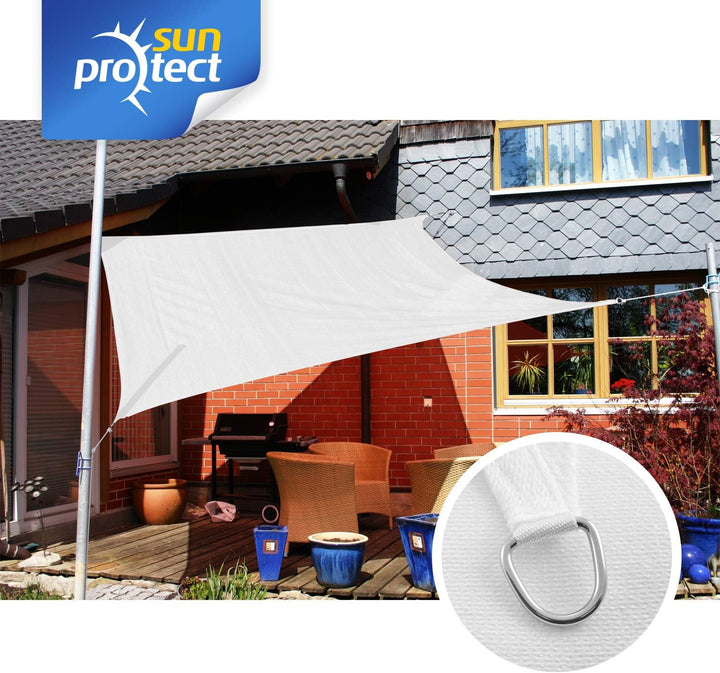 sunprotect 83232 Professional Sonnensegel, 3 x 3 m, Quadrat, Wind- & wasserdurchlässig, weiss 3 x 3
