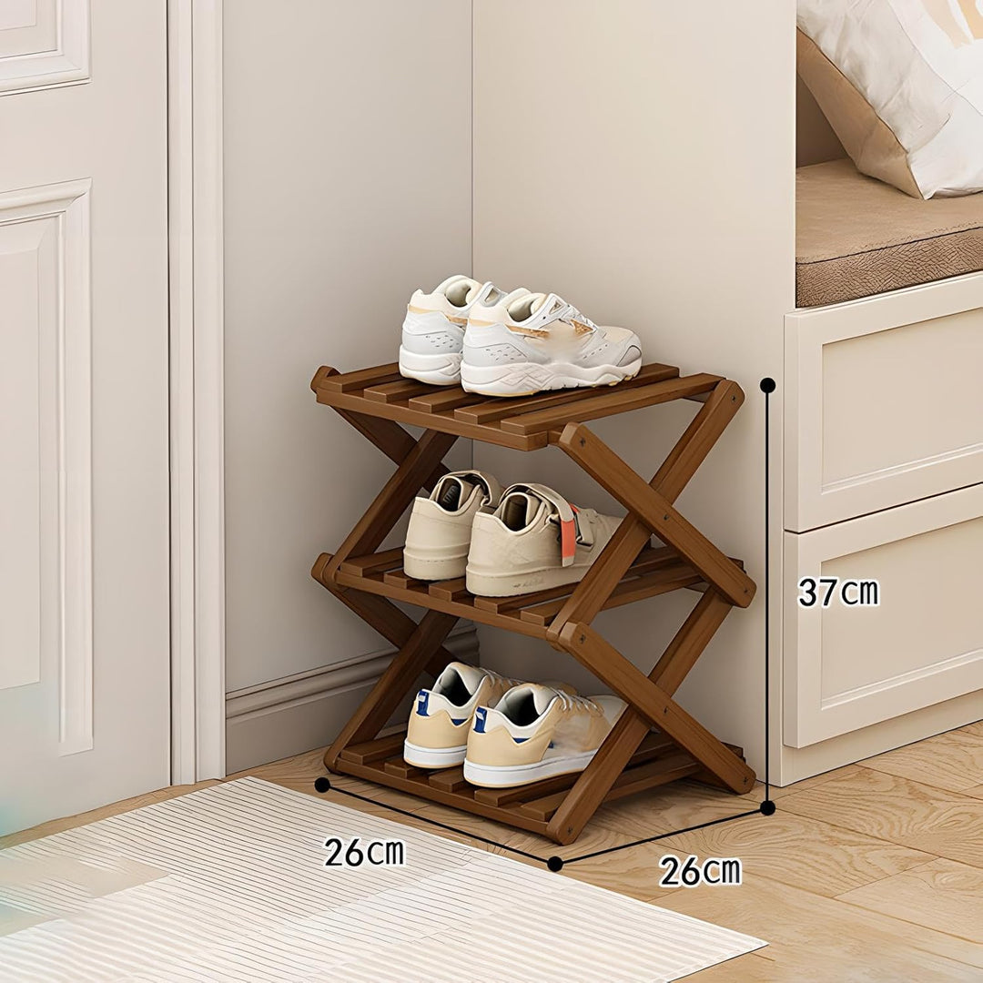kiss me Vertikales Schmales Schuhregal,Tragbare Holz Schuhregale,Ohne Installation,Bambus Faltbare S