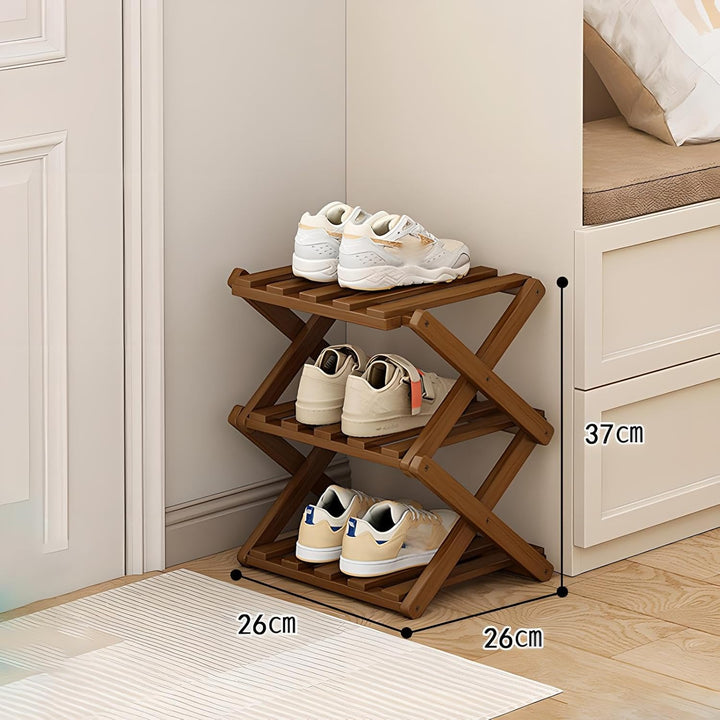 kiss me Vertikales Schmales Schuhregal,Tragbare Holz Schuhregale,Ohne Installation,Bambus Faltbare S
