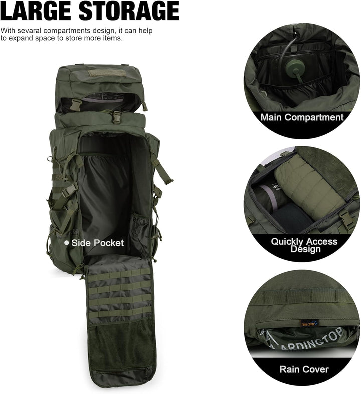 Mardingtop 70L Rucksack Wanderrucksack Trekkingrucksack Grosser Taktischer Rucksack Herren mit Regen