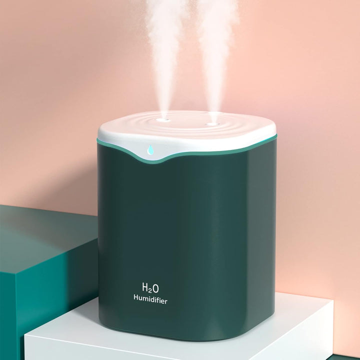 Irishom 2L Double Spray Humidifiers with LED light Cool Mist Auto Shut-Off Humidifier Portable Desk