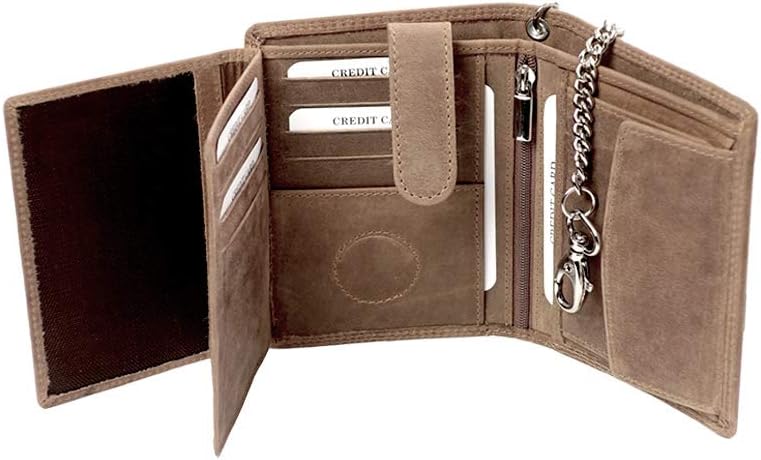orso Bruno original Herren Geldbörse braun mit Kette im hochwertigen Leder Hochformat Büffelleder Bi