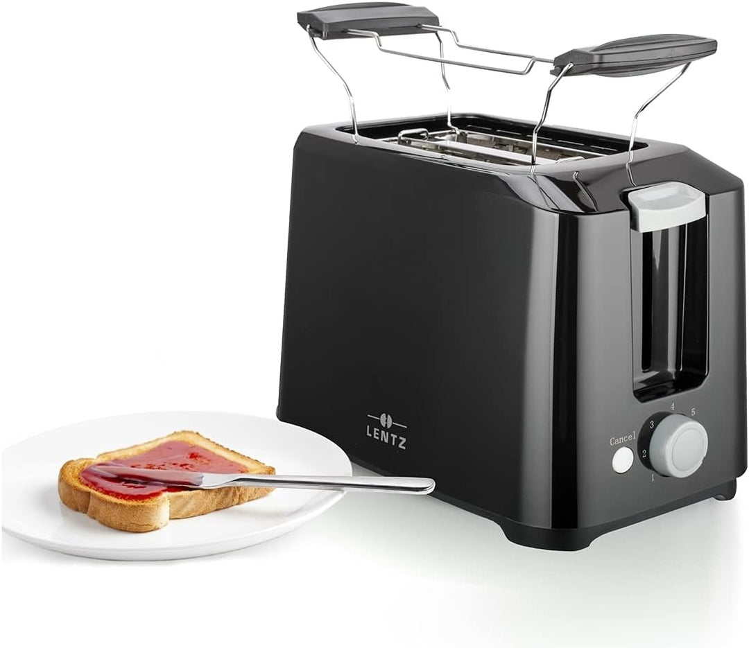 LENTZ 2-Scheiben Toaster 700 Watt Toastautomat mit Brötchenaufsatz Schwarz