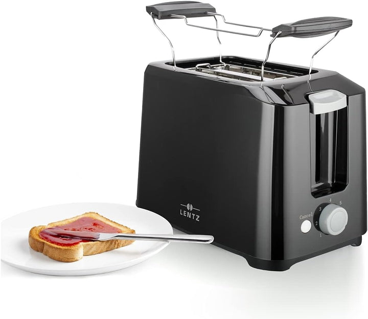 LENTZ 2-Scheiben Toaster 700 Watt Toastautomat mit Brötchenaufsatz Schwarz