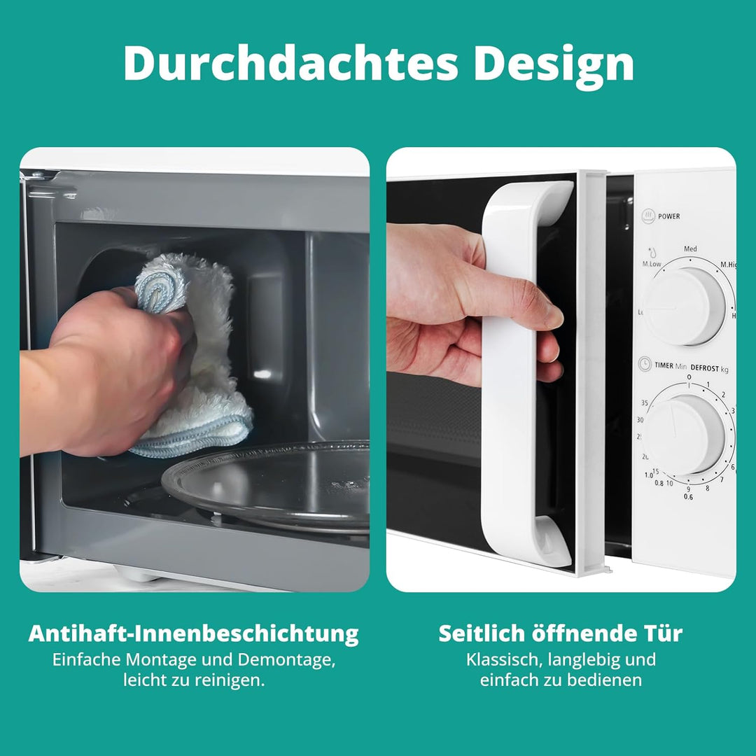 SMETA Mikrowelle 20L, 700W, Mikrowelle Klein, 5 Leistungsstufen, Auftaufunktion nach Zeit und Gewich
