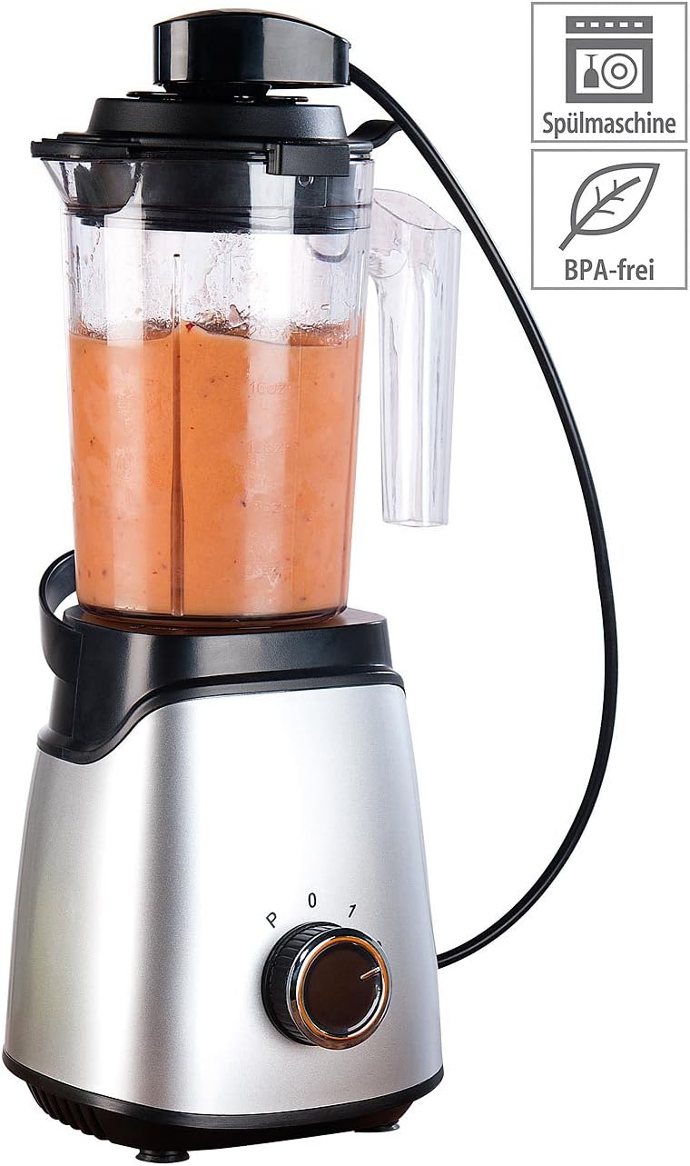 Rosenstein & Söhne Standmixer: 2in1-Vakuum-Mixer mit 3 Stufen & 4 Klingen, 700 ml, BPA-frei, 300 Wat