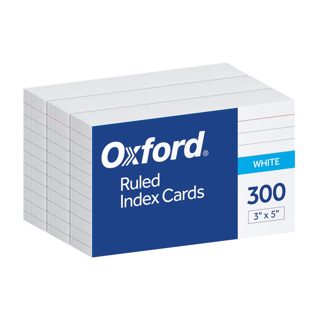 Oxford Karteikarten, ohne Aufdruck, 7,62 x 12,7 cm, weiss, 100 Stück Liniert 3 x 5, 300 cards weiss