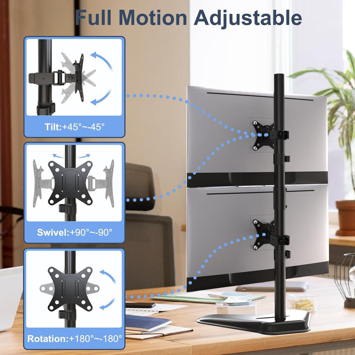 PUTORSEN Monitor Halterung 2 Monitore, Vertikale Doppelmonitorhalterung für 17-32-Zoll-LCD-LED-Bilds