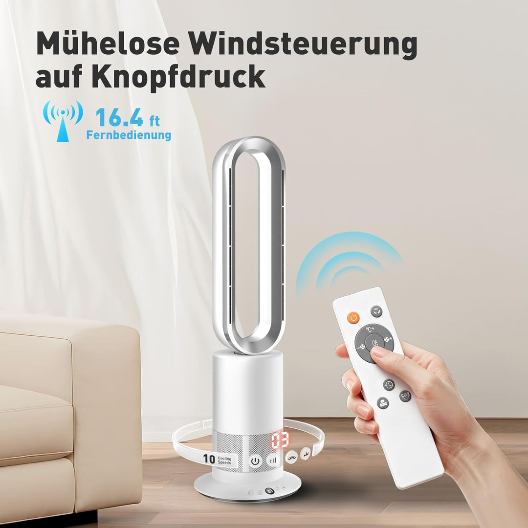 TP09Plus 2-in-1 Turmventilator - Heiz- & Kühlfunktion, 10 Kühl- & 3 Heizstufen, Fernbedienung & LED
