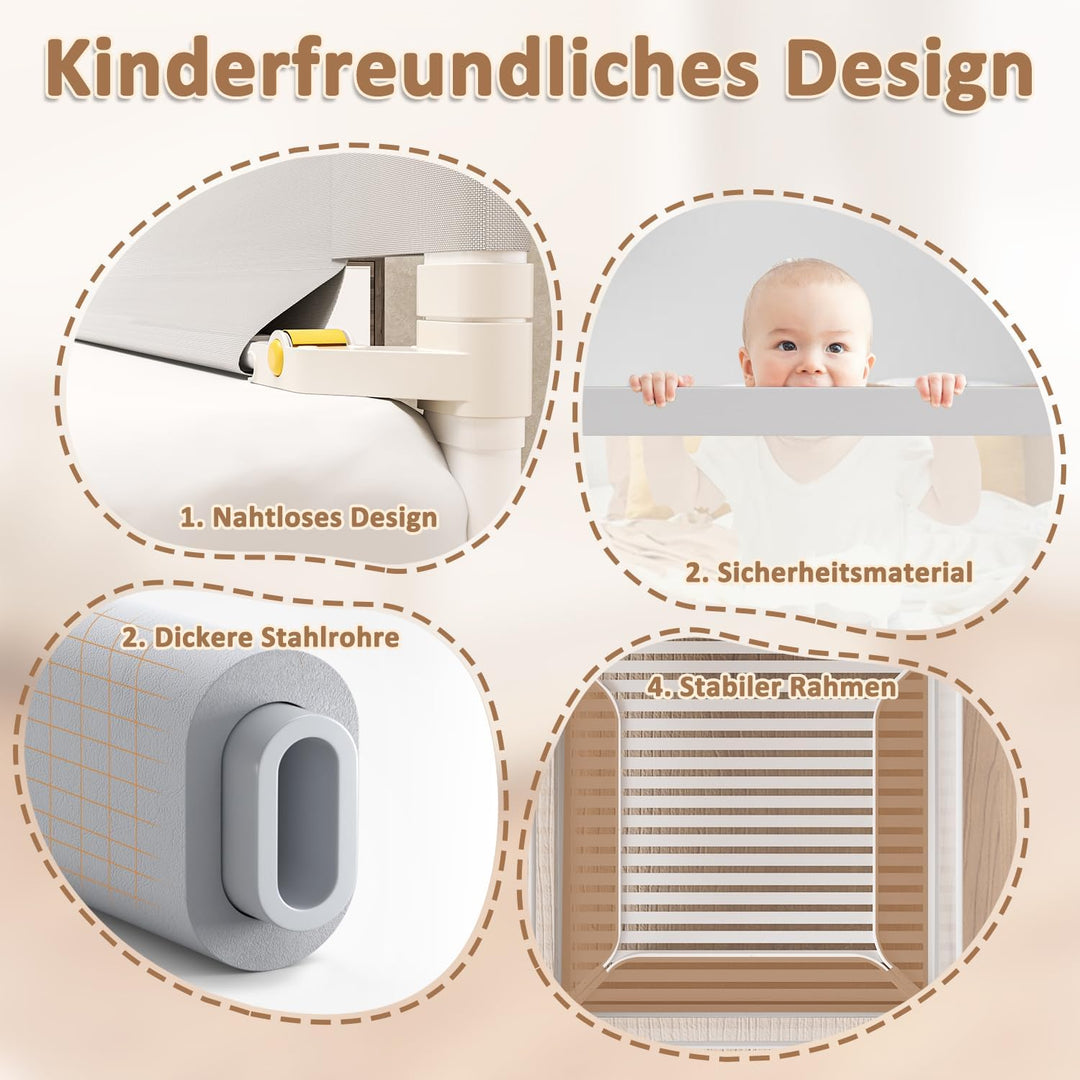 Eulenke Bettgitter Klappbar 150 cm, Bettgitter Rausfallschutz, Bettschutzgitter für Kinder Höhenvers