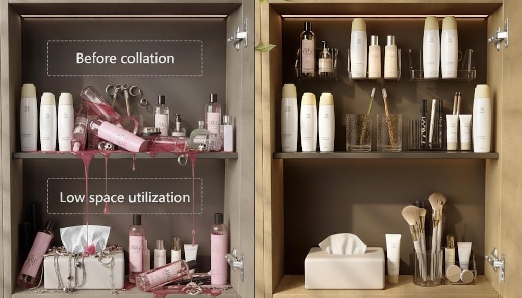 RMAN 6 Stücke Spiegelschrank Organizer Kunststoff Make up Organizer für Bathroom Schminktisch Deskto