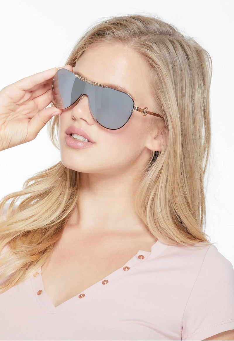 GUESS Factory Pave Shield Sunglasses