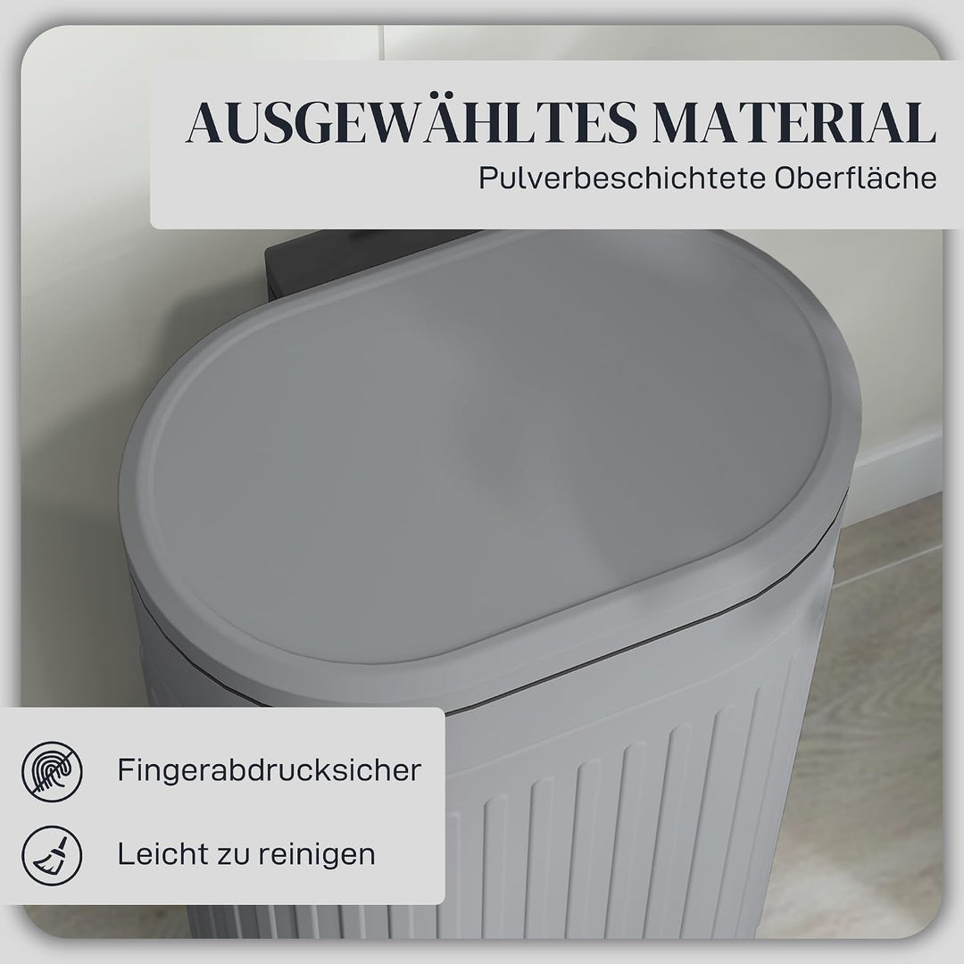 HOMCOM Mülleimer 30L Treteimer Abfalleimer Grau 36,5 x 31,2 x 60,8 cm Grau 30 L, Grau 30 L