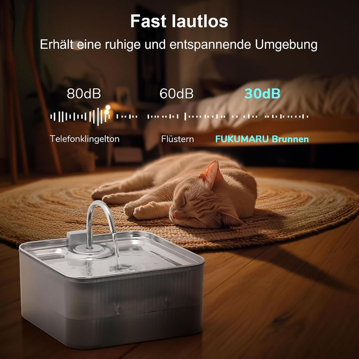 FUKUMARU 7L Trinkbrunnen für Hunde，Katzenbrunnen mit 5-Schicht Filtration，Edelstahl Hundebrunnen mit