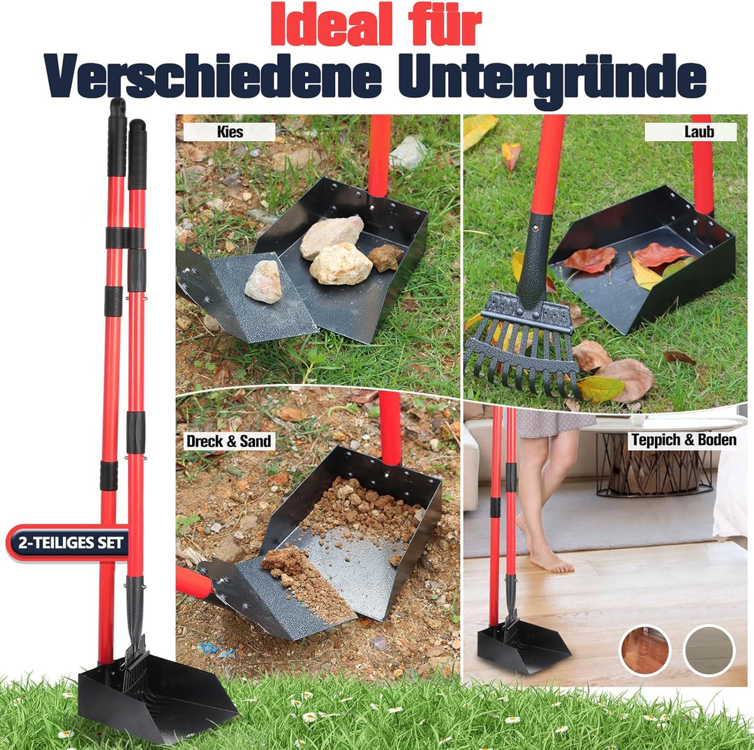 Hundekotschaufel Kehrschaufel & Rechen Mit Abfallsäcken, Hundekotsammler Langer Griff, Hundekot Scoo