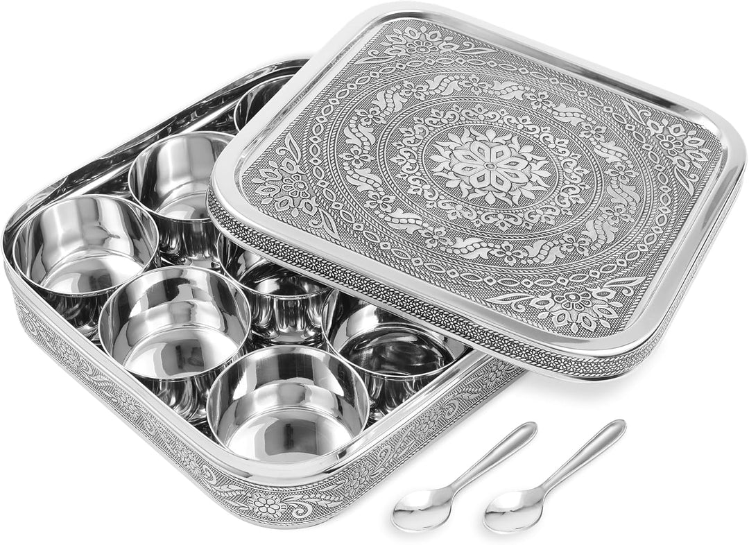 KSJONE Designer-Gewürzdose aus Edelstahl für Masala Dabba, gross, Curry-Gewürzdose, Küchen-Masala-Be