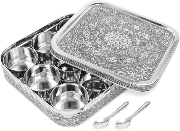 KSJONE Designer-Gewürzdose aus Edelstahl für Masala Dabba, gross, Curry-Gewürzdose, Küchen-Masala-Be