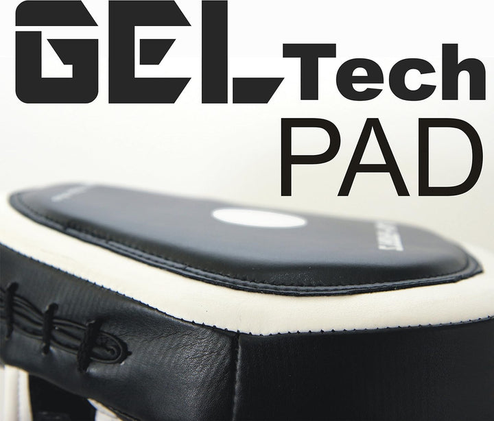 BAY Gel Leder Trainerpratzen mit Ergonomischer Handkontur, Schlagpolster für Kampfsport, Schwarz, 2e