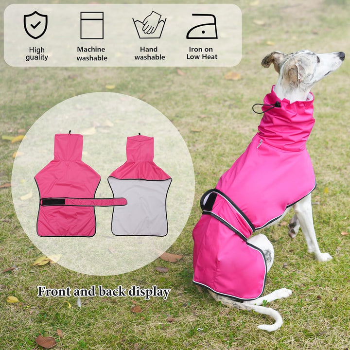 Geyecete Windhund Leicht Hundejacke Regenjacke, Hunderegenmantel Wasserdicht Verstellbar Windhundeja