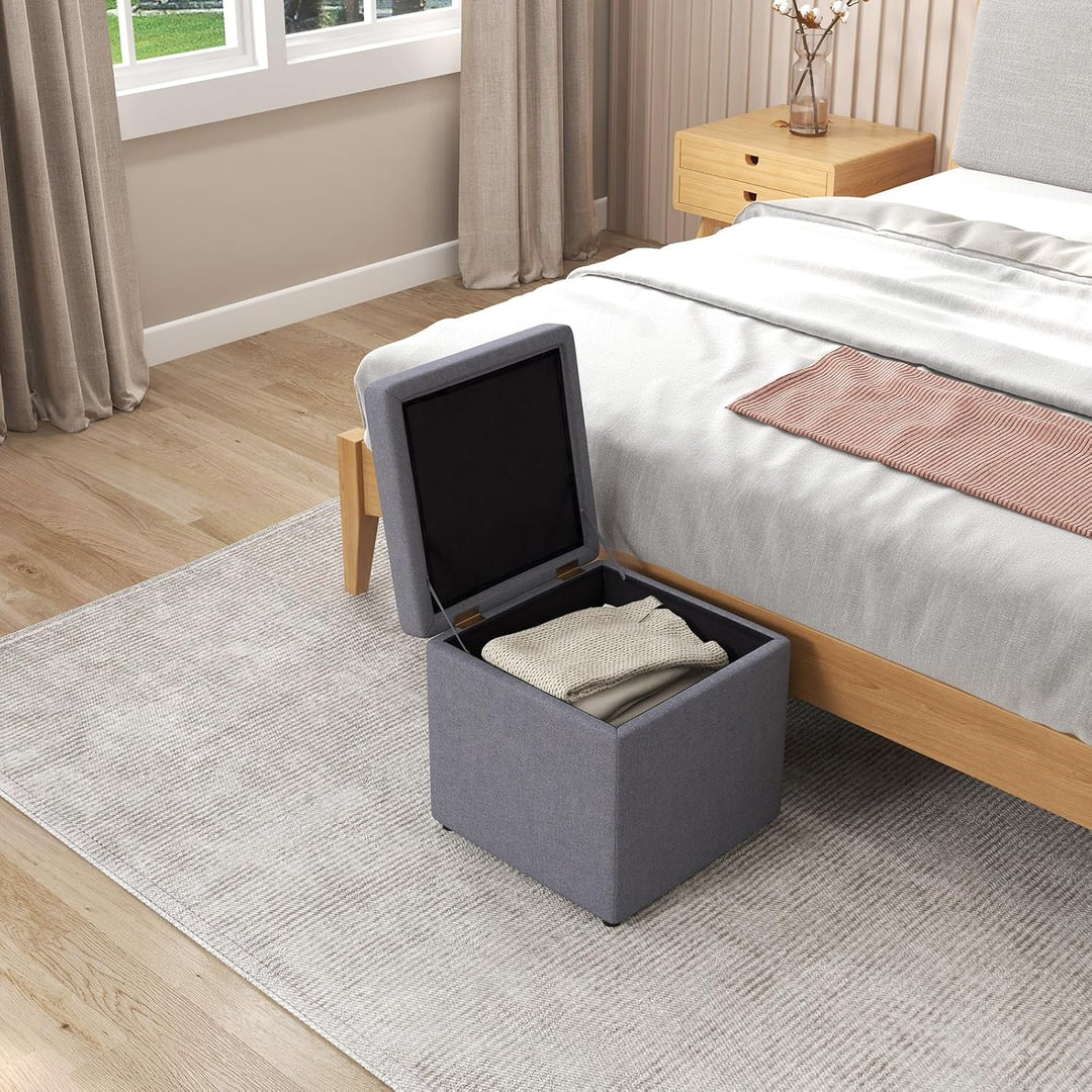 GIANTEX Sitzhocker mit Stauraum, Sitzwürfel Sitzbox gepolstert mit Deckel, Fusshocker bis 150kg bela