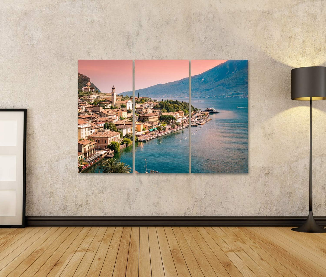 islandburner Bild auf Leinwand Panorama Von Limone Sul Garda Eine Kleine Stadt Am Gardasee Italien B
