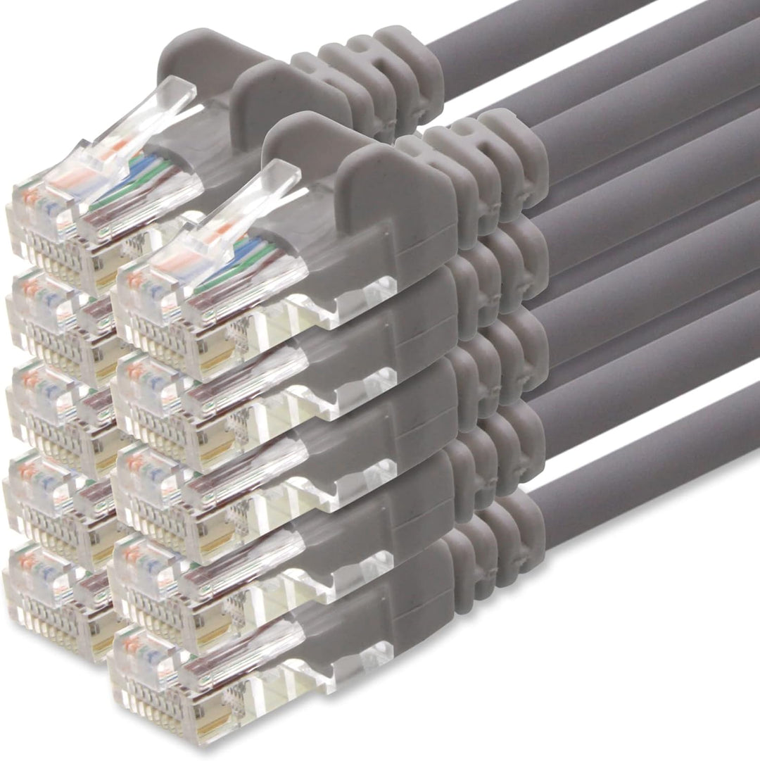 1aTTack.de Netzwerkkabel Cat.6 - grau - 10x - 7,5m - (Set) - CAT6 Ethernet Kabel Lankabel 1000 Mbits