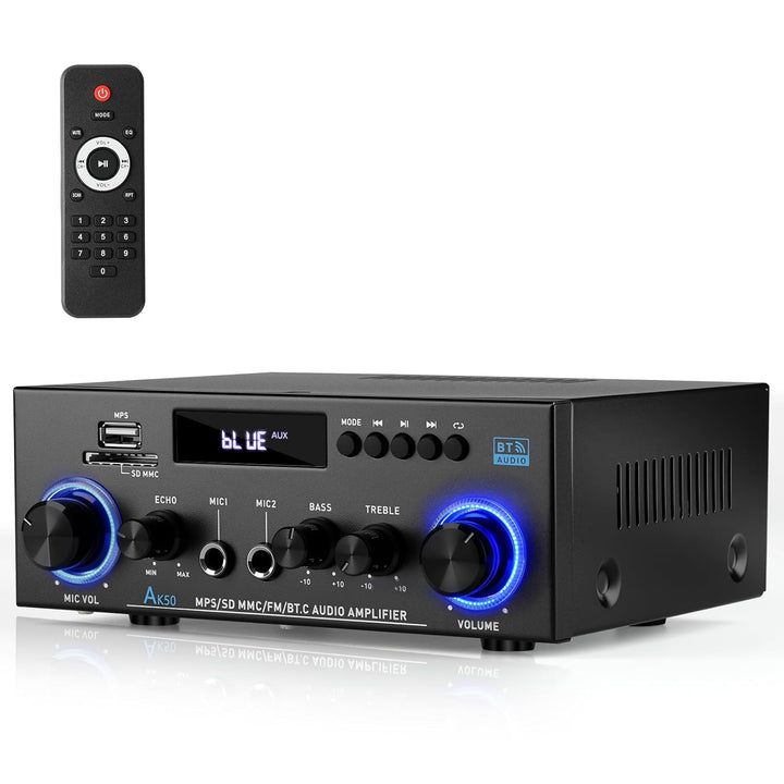 HiFi-Verstärker, Mini Bluetooth Stereo Audio Verstärker Receiver 12V/ 220V 800W 2 Kanäle Endverstärk