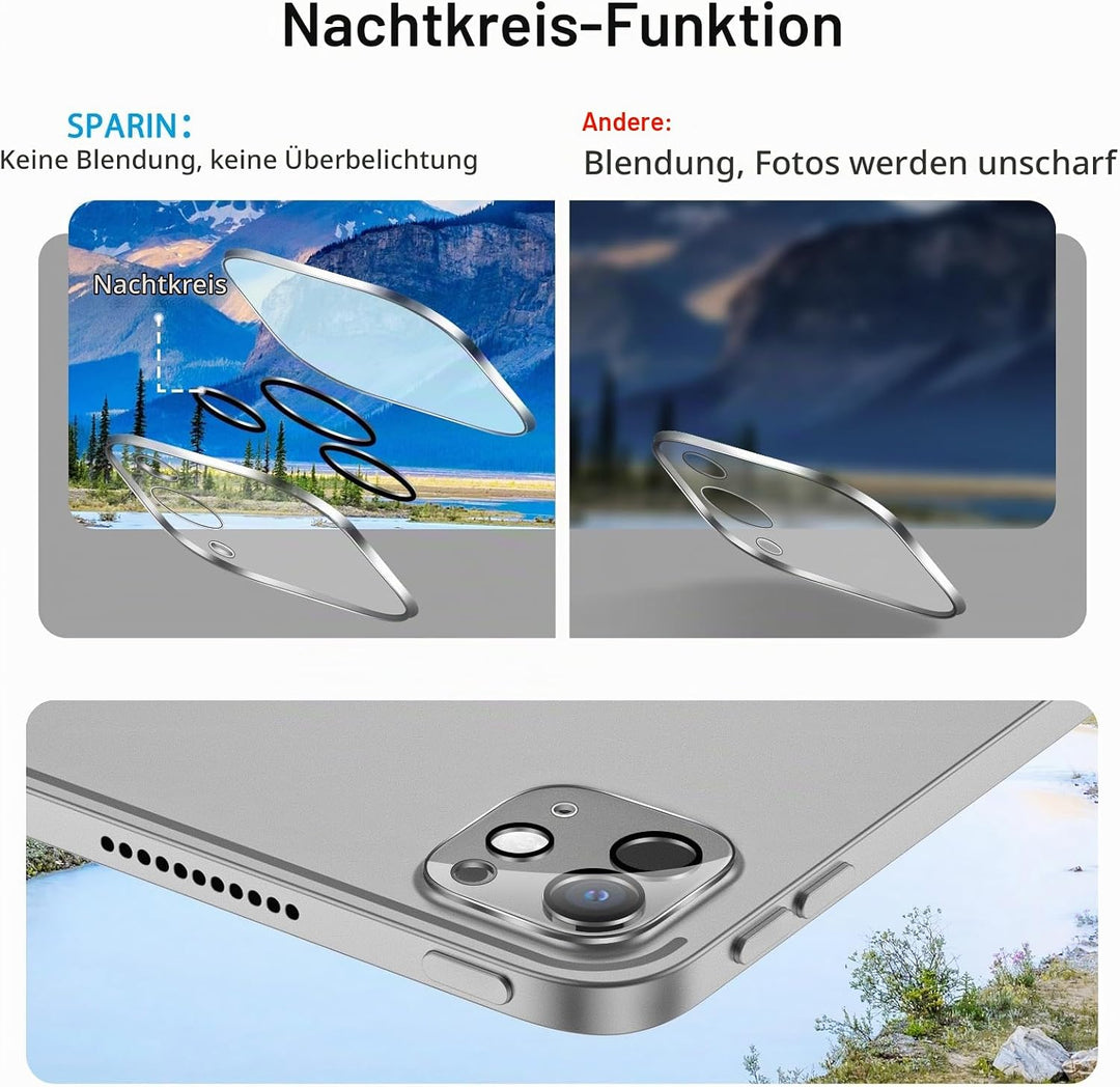 SPARIN Panzer Schutz Glas für iPad Pro 13 Zoll M4 (2024), mit Rahmen-Installationshilfe, 2 Stück Sch