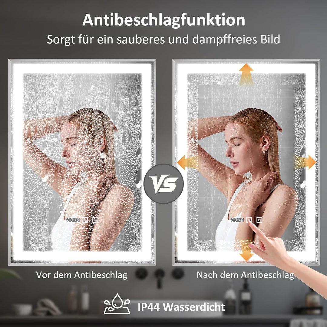 YOURLITE Spiegel mit Beleuchtung, 70x50cm, Badspiegel mit Beleuchtung Touch-Schalter, LED Spiegel mi