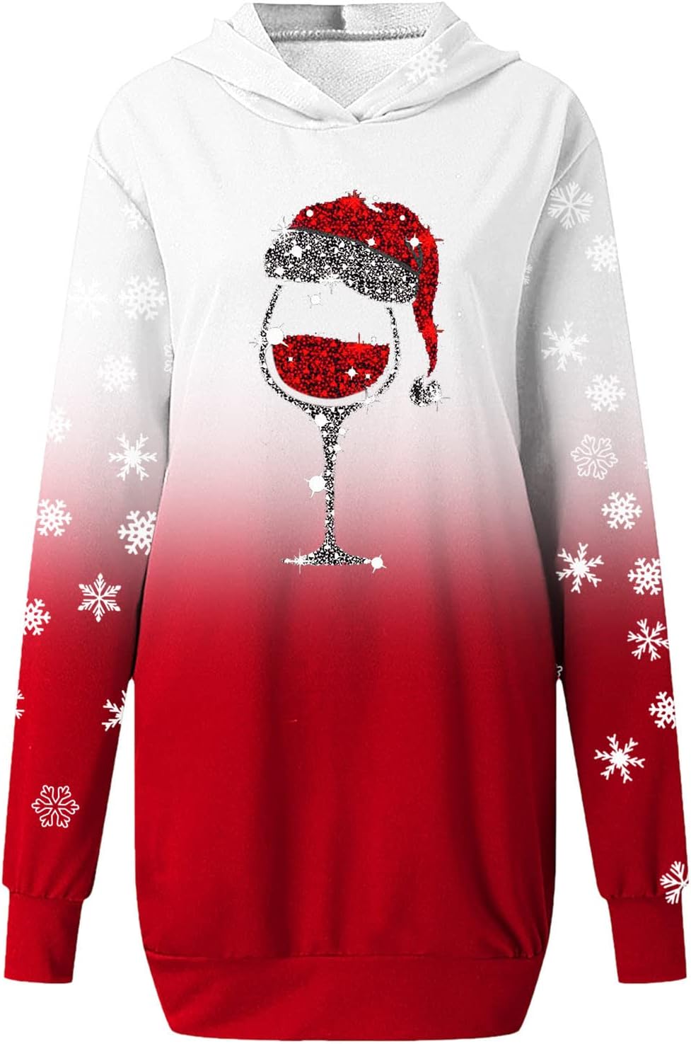 C'est TT Weihnachtskleid Damen Hoodie Langarm Hoodie Kleid Sweatkleid Long Kapuzen Sweatshirt Kleide