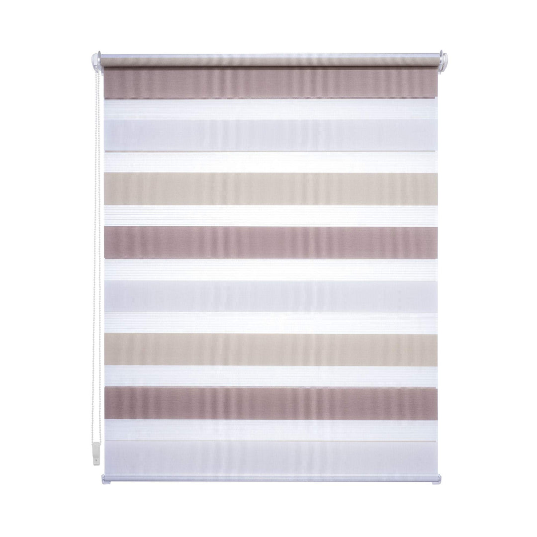 Klemmfix Doppelrollo dreifarbig hell beige Creme weiss - Breite 45 bis 120 cm, Länge 150 cm BZW. 210