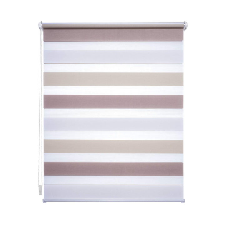 Klemmfix Doppelrollo dreifarbig hell beige Creme weiss - Breite 45 bis 120 cm, Länge 150 cm BZW. 210