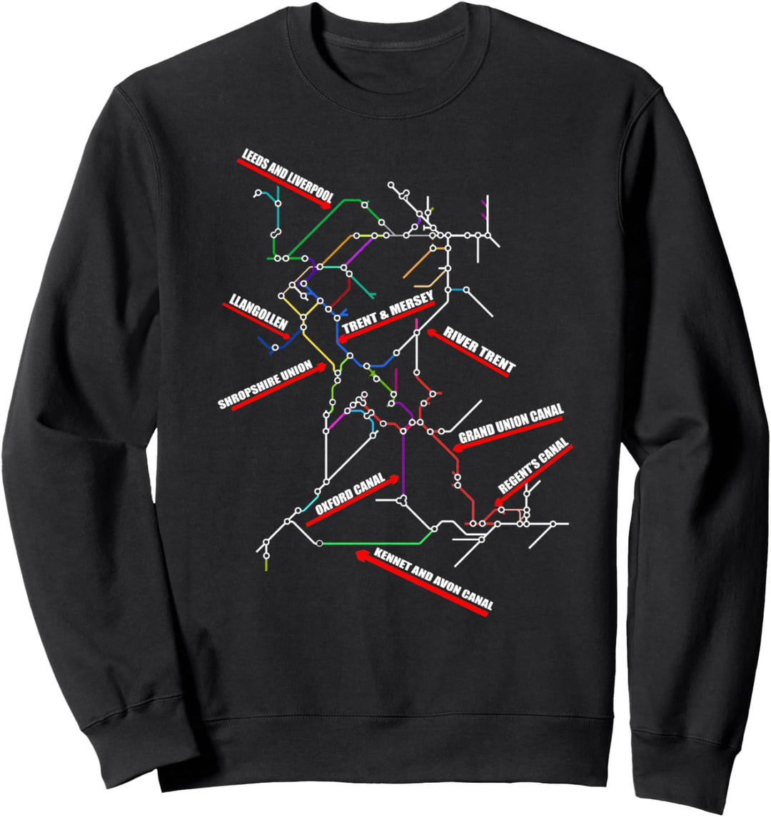 Narrowboat Canal Boat Map Sweatshirt