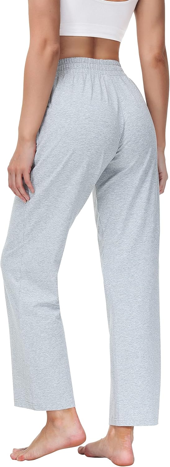 Butrends Damen Jogginghose Baumwolle mit offenem Boden Yoga Sporthose Hohe Taile Trainingshose Loung