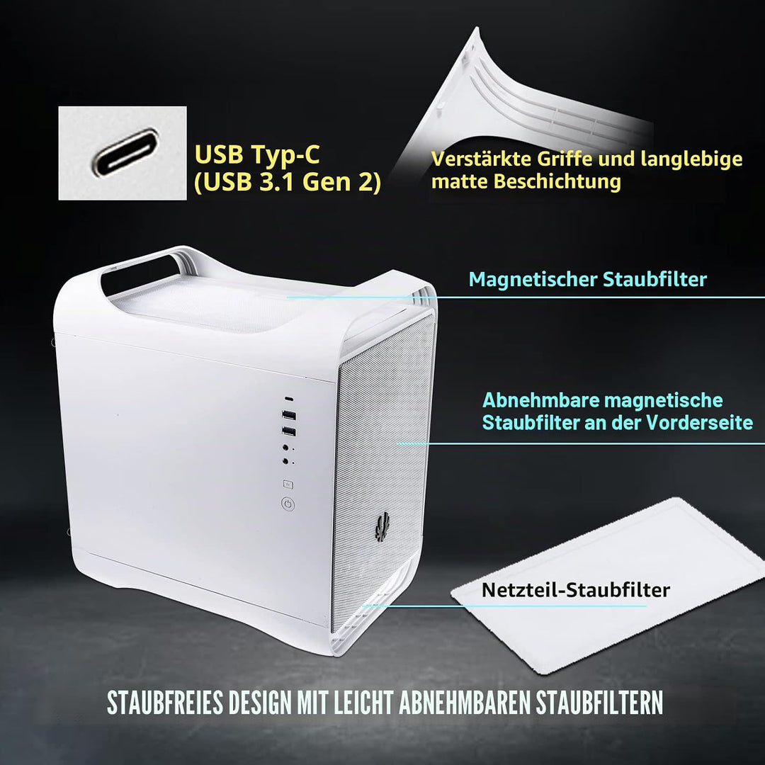 BitFenix Prodigy M 2022 Pc Case, ARGB Micro ATX Gehäuse, Gaming Pc, Kompaktes Pc Gehäuse für Micro A