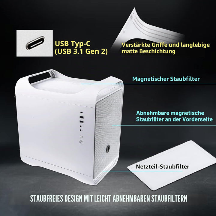 BitFenix Prodigy M 2022 Pc Case, ARGB Micro ATX Gehäuse, Gaming Pc, Kompaktes Pc Gehäuse für Micro A