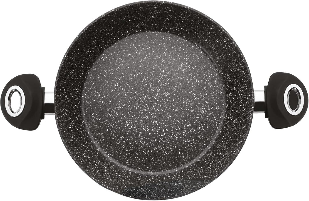IBILI - Bratpfanne mit 2 Henkeln Natura, 32 cm, Aluminium, Anti-Haft-Beschichtung im Stein-Stil, gee