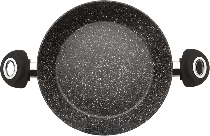 IBILI - Bratpfanne mit 2 Henkeln Natura, 32 cm, Aluminium, Anti-Haft-Beschichtung im Stein-Stil, gee