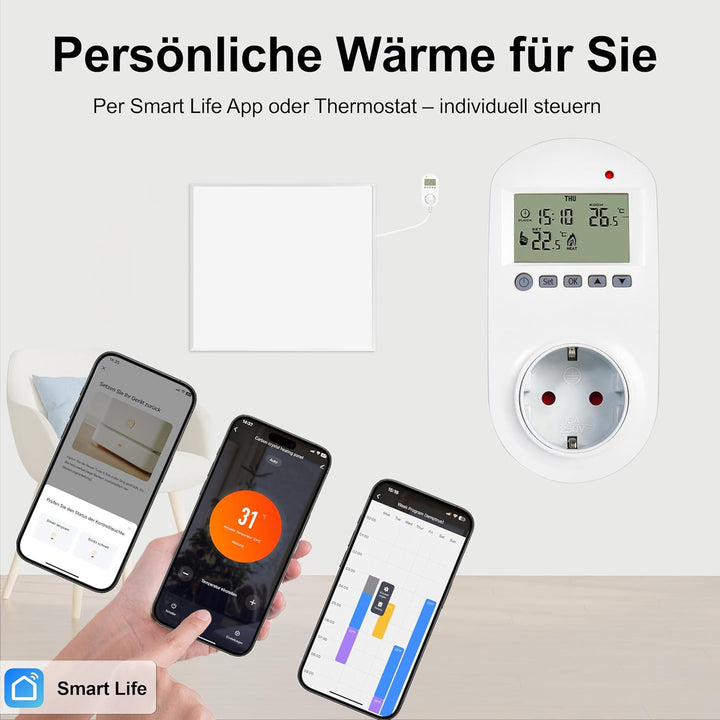 Infrarotheizung Standgerät 350W mit Smart Thermostat, Infrarot Wandheizung–Mobiler Energiesparender