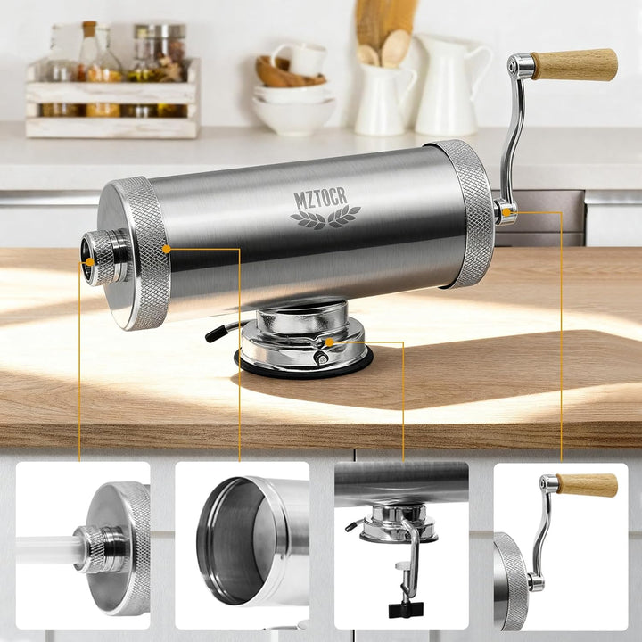 5L Wurstfüller, Edelstahl Horizontale Wurstmaschine, Manuelle Wurstmaschine, Wurstpresse mit Tischkl