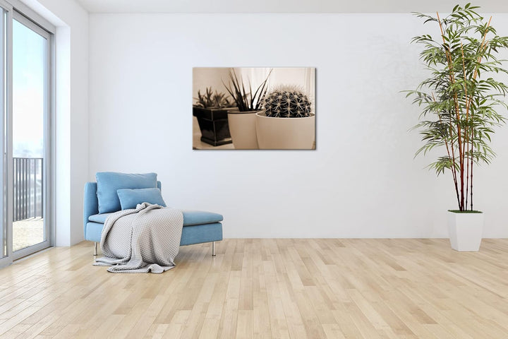 deyoli hausliche Pflanzen Effekt: Sepia Format: 80x60 als Leinwandbild, Motiv fertig gerahmt auf Ech