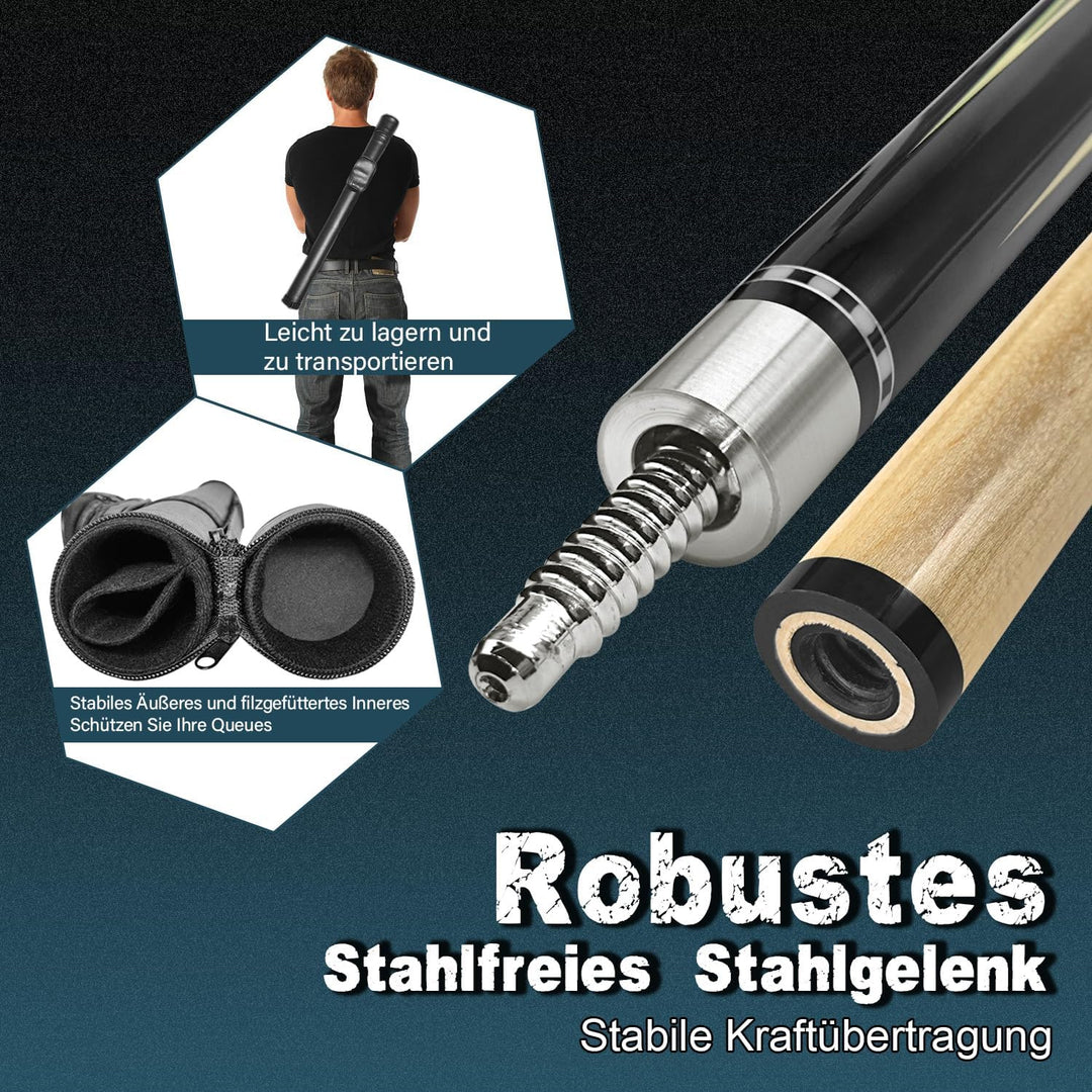 Pool Cue Stick Billard Queue,58“ Pool-Billardqueue BillardStock 12,5 mm Lederspitze Cue Sticks for P