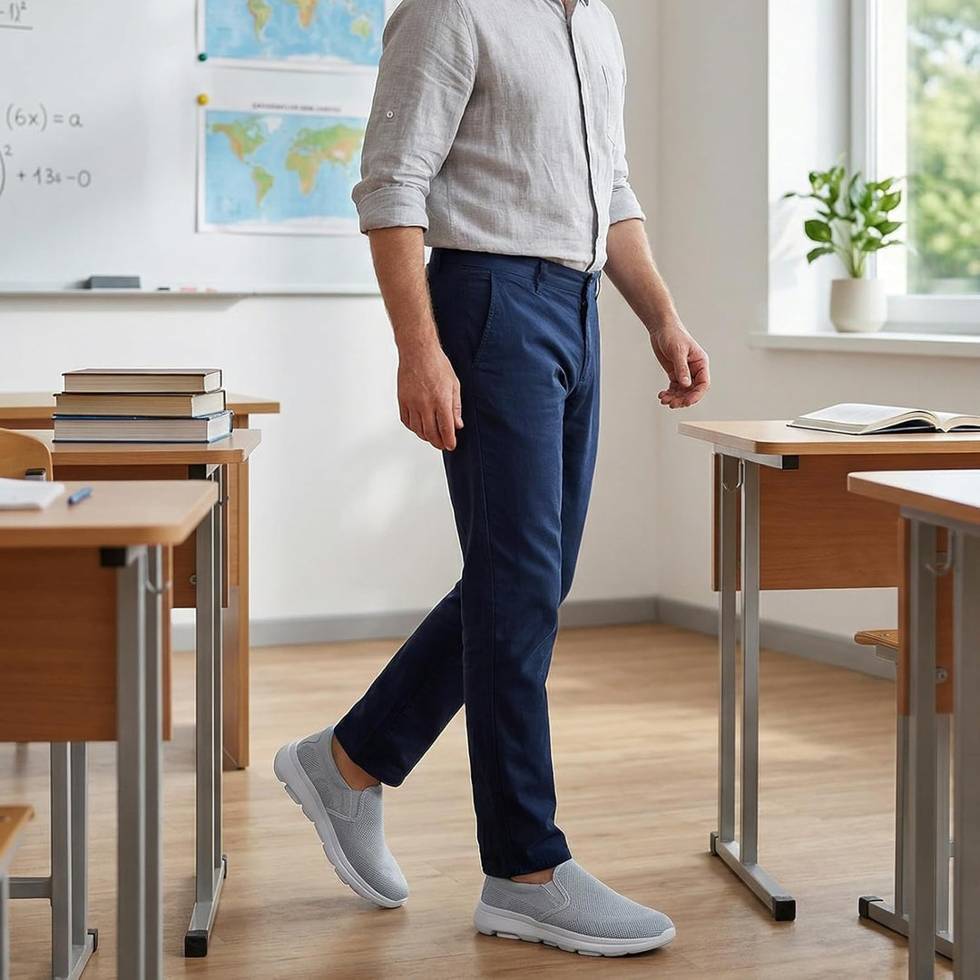 TIOSEBON Herren Slip On Loafers Bequeme Freizeitschuhe für Tennis Arbeit und Autofahren 40 EU A Grau
