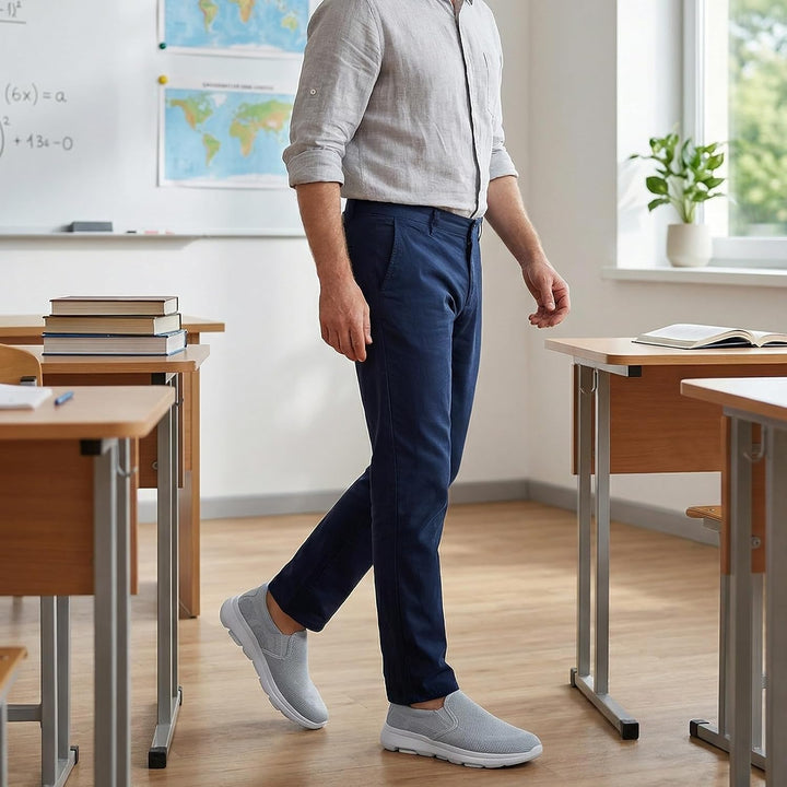 TIOSEBON Herren Slip On Loafers Bequeme Freizeitschuhe für Tennis Arbeit und Autofahren 42 EU A Grau
